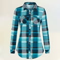 thumbnail image 1 of HOWPAY Plaid Shirts for Women Long Sleeve Button down Collared Classic Casual Blouses Tops Stretch Loose Fit Oversized Comfy Fall Outfits Sky Blue L, 1 of 4