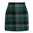 thumbnail image 1 of HOWPAY Plaid Skirts for Women High Elastic Wasit Lightweight Knee Length Bodycon Mini Pencil Dress Slim Fit Casual Basic Soft Fall Winter Y2k Outfit Green L, 1 of 5