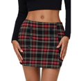 thumbnail image 1 of HOWPAY Plaid Skirts for Women High Elastic Wasit Lightweight Bodycon Mini Pencil Dress Button down Casual Basic Soft Fall Winter Y2k Outfit Wine L, 1 of 7