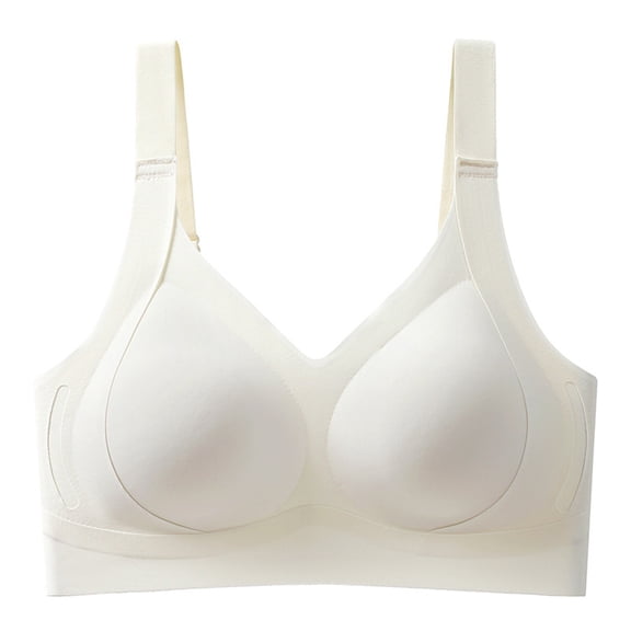 HOWPAY Push up Bras for Women No Underwire Full Coverage Adjustable Straps Wireless Supportive Sports Bralettes Comfortable Soft T-Shirt Bra White XXL