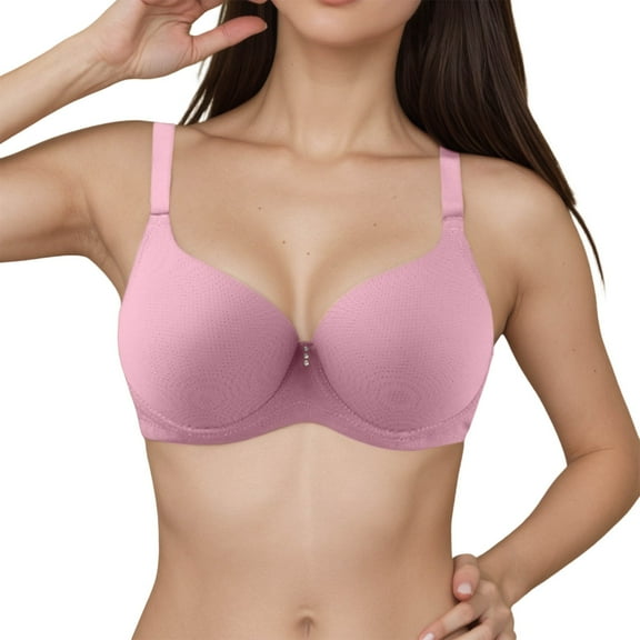 HOWPAY Push Up Bras For Women No Underwire Wireless Adjustable Straps Full Coverage Stretch Supportive Bralettes Soft Comfortable T-Shirt Bra Red 85D