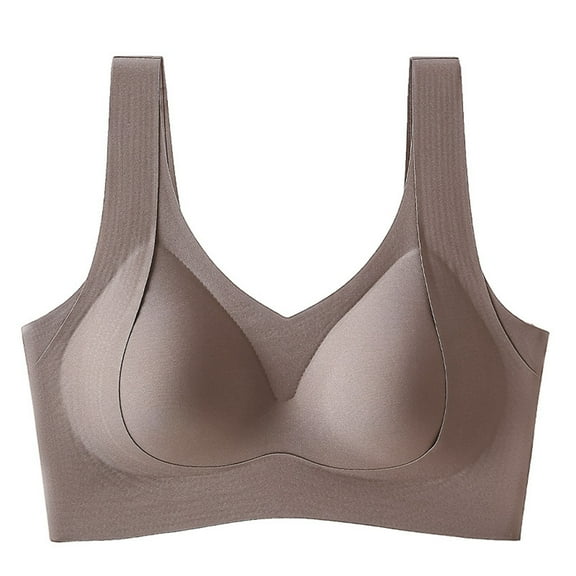 HOWPAY Push up Bras for Women No Underwire Adjustable Straps Wireless Full Coverage Supportive Sports Bralettes Comfortable Soft T-Shirt Bra Coffee M