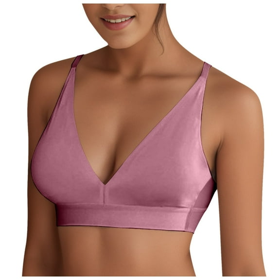 HOWPAY Push up Bras for Women Wireless No Underwire Full Coverage Adjustable Straps Supportive Sports Bralettes Comfortable Soft T-Shirt Bra Pink M