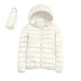 thumbnail image 1 of HOWPAY Quilted Puffer Jacket Womens Full Zip Long Sleeve Solid Color Water Resistant Packable Lightweight Coat with Hooded and Pockets Warm Winter Outerwear White XXL, 1 of 5
