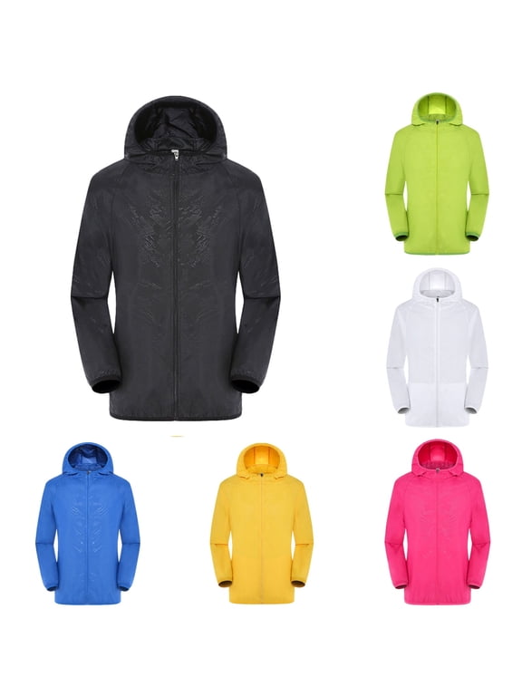 Rain Jacket Men Lightweight Waterproof Raincoat with Zipper Long Sleeve Packable Hooded Windbreaker Running Coat for Outdoor Sports Black XXXXL