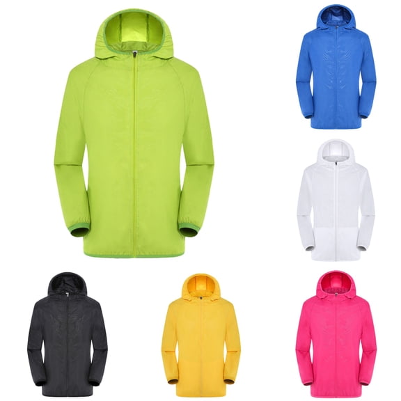 HOWPAY Rain Jacket Men Lightweight Waterproof Raincoat with Zipper Long Sleeve Packable Hooded Windbreaker Running Coat for Outdoor Sports Green XL