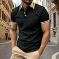 thumbnail image 1 of HOWPAY Short Sleeve Polo Shirts for Men Summer Casual Solid Color Classic Button T-Shirt Lightweight Athletic Work Collared Polo T-Shirts Black L, 1 of 5