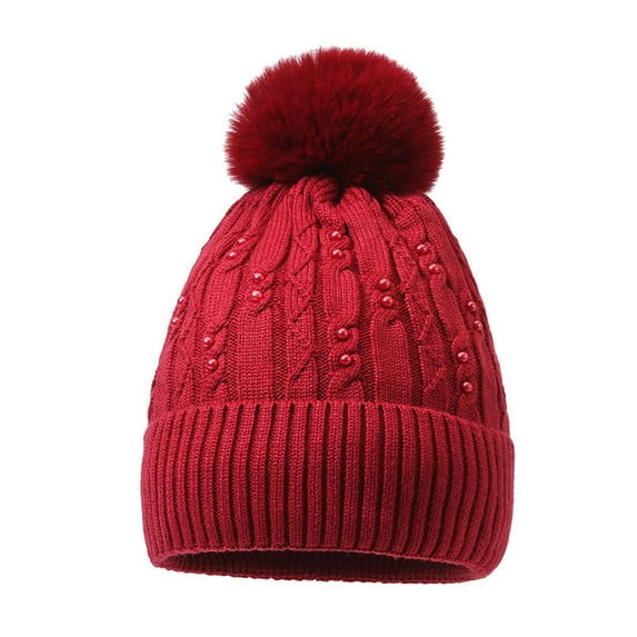 HOWPAY Slouchy Beanie Hats for Women Stretchy Baggy Windproof Solid Color Winter Knitted Pompom Hats for Cold Weather Soft Warm Skull Caps