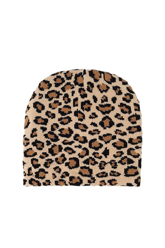 Slouchy Beanie for Women Men Oversized Windproof Leopard Print Knitted Winter Hats for Cold Weather Soft Warm Unisex Skull Caps