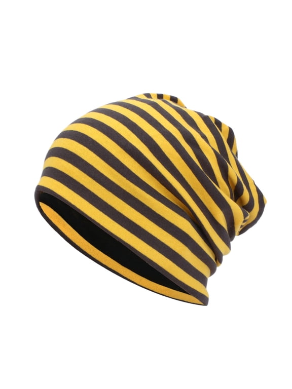 Slouchy Beanie for Women Men Oversized Windproof Striped Knitted Winter Hats for Cold Weather Soft Warm Unisex Skull Caps