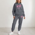 thumbnail image 1 of HOWPAY Sweatsuits Women 2 Piece Outfit Bow Printed Valentines Long Sleeve Hoodies Pullover and Jogger Sweatpants Tracksuits Casual Soft Comfy Lounge Sets Dark Gray S, 1 of 4