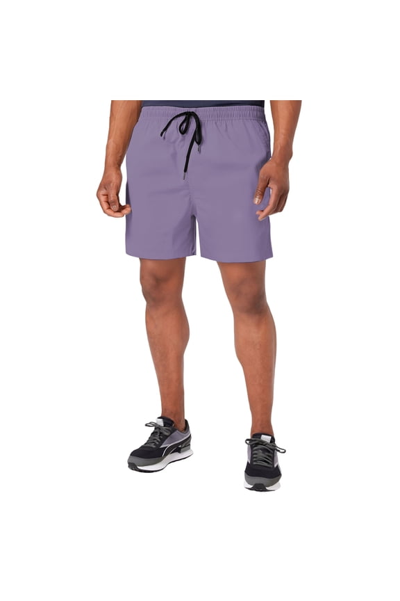 Swim Trunks Men Summer Solid Color Quick Dry Elastic Waist Drawstring Swim Briefs Lightweight Casual Loose Fit Bathing Suit Light Purple M