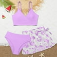 thumbnail image 1 of HOWPAY Girls Swimsuit Tropical Print Sleeveless Tankini Bikini Bottoms Swim Suit with Cover up Skirt Summer Vacation 2 Piece Swimwear Light Purple, 1 of 8