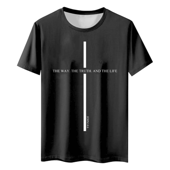 HOWPAY T Shirts for Man Casual Short Sleeve Crew Neck Basic Tees Loose Fit Printed Tops Lightweight Soft Summer Streetwear Black M
