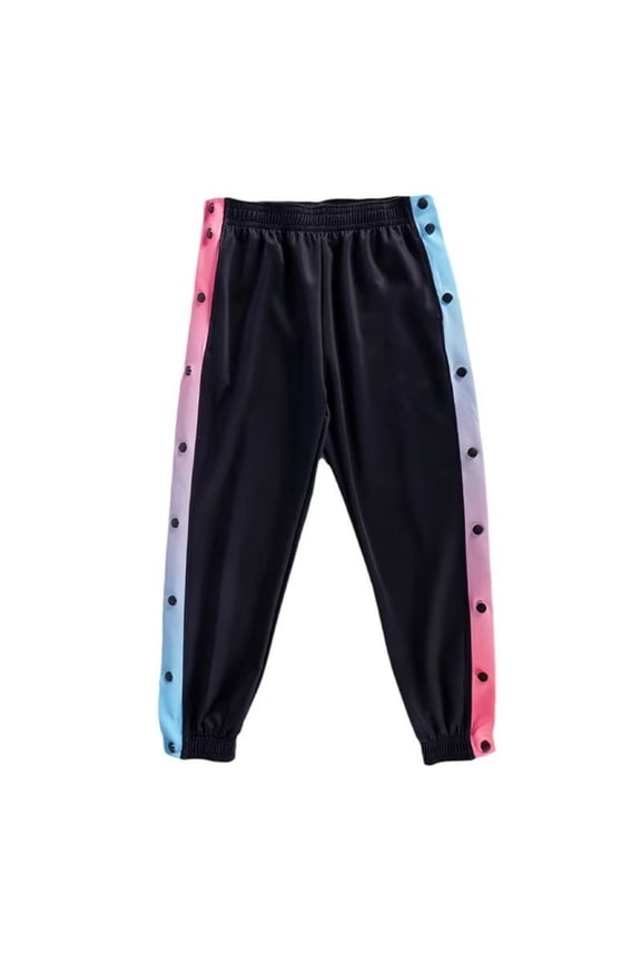 Tear Away Pants for Women Side Split Snap Open Bottom Straight Leg Sweatpants Casual High Elastic Waisted Trousers with Pockets Workout Pants Black 5XL