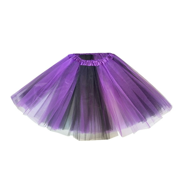 HOWPAY Tutu Skirts for Women Vintage Solid Color Puffy Mesh Tulle Skirts Lightweight Knee Length High Elastic Waisted Classic Dresses for Dance Party Y2K Outfits Purple One Size