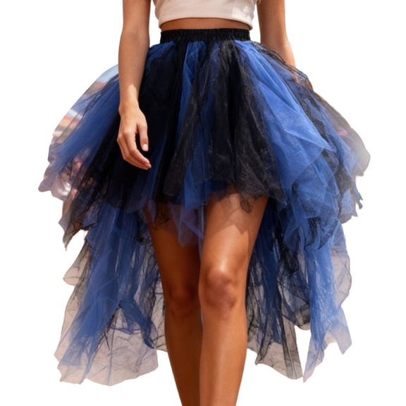 HOWPAY Tutu for Women Adults Vintage Puffy Mesh Tulle Skirts Colorful Lightweight Knee Length High Elastic Waisted Basic Dresses for Holiday Party Y2K Clothes Black One Size