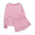 thumbnail image 1 of HOWPAY Valentines Pajamas for Women Set Cute Heart Print Crew Neck Long Sleeve Pajamas with Shorts Causal Loungewear Comfy 2 Piece Lounge Set Pink XL, 1 of 9