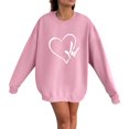 thumbnail image 1 of HOWPAY Valentines Women's Sweatshirt Oversized Love Heart Graphic Long Sleeve Crewneck Pullover Loose Fit Causal Drop Shoulder Shirt Soft Cozy Fall Clothes Pink XXL, 1 of 3