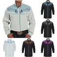 thumbnail image 1 of HOWPAY Western Shirts for Men Embroideres Cowboy Vintage Long Sleeve Lapel Collar Casual Button down Tops Loose Fit Lightweight Fall Outfits White L, 1 of 9
