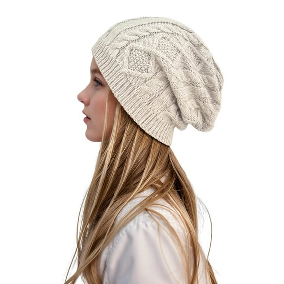 HOWPAY Winter Beanie for Women Stretchy Slouchy Baggy Windproof Solid Color Knitted Hats for Cold Weather Soft Cozy Ski Stocking Cap