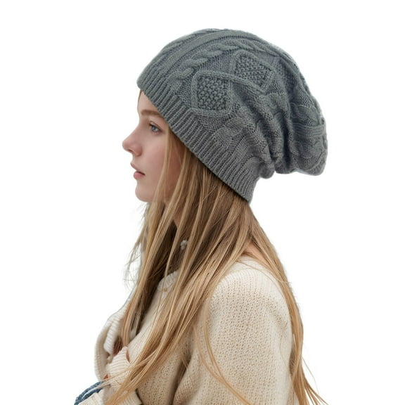 HOWPAY Winter Beanie for Women Stretchy Slouchy Baggy Windproof Solid Color Knitted Hats for Cold Weather Soft Cozy Ski Stocking Cap