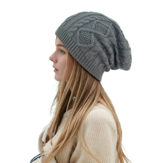 HOWPAY Winter Beanie for Women Stretchy Slouchy Baggy Windproof Solid Color Knitted Hats for Cold Weather Soft Cozy Ski Stocking Cap