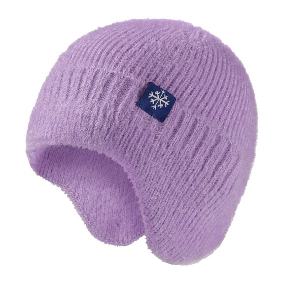 HOWPAY Winter Hats for Women Men Windproof Stretchy Solid Color Knitted Chunky Slouchy Beanie with Earflaps Baggy Cozy Soft Ski Stocking Unisex Cuffed Cap for Cold Weather