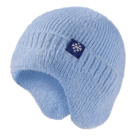 HOWPAY Winter Hats for Women Men Windproof Stretchy Solid Color Knitted Slouchy Beanie with Earflaps Baggy Cozy Soft Ski Stocking Unisex Cap for Cold Weather