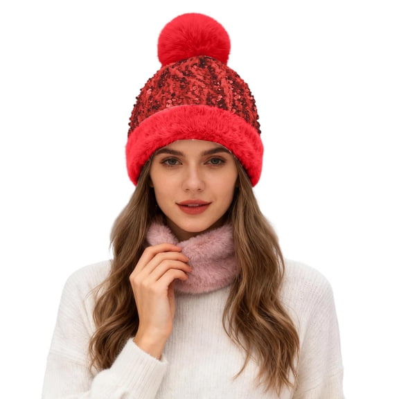HOWPAY Winter Hats for Women Stretchy Slouchy Baggy Windproof Solid Color Knitted Pompom Cool Beanies for Cold Weather Soft Warm Ski Stocking Cap