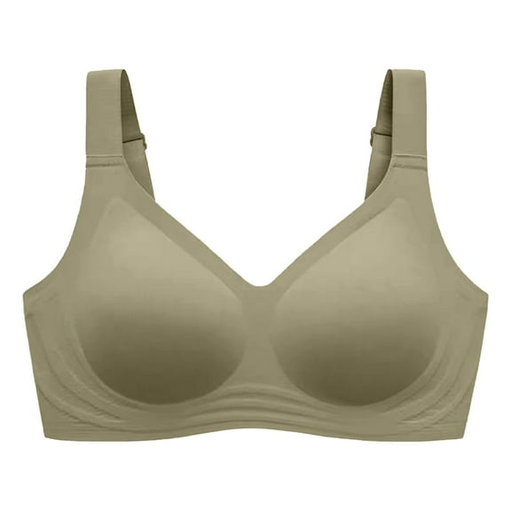 HOWPAY Wireless Bras for Women No Underwire Full Coverage Push up Smooth Adjustable Straps Supportive Sports Bralettes Comfortable Soft Underwear Green L