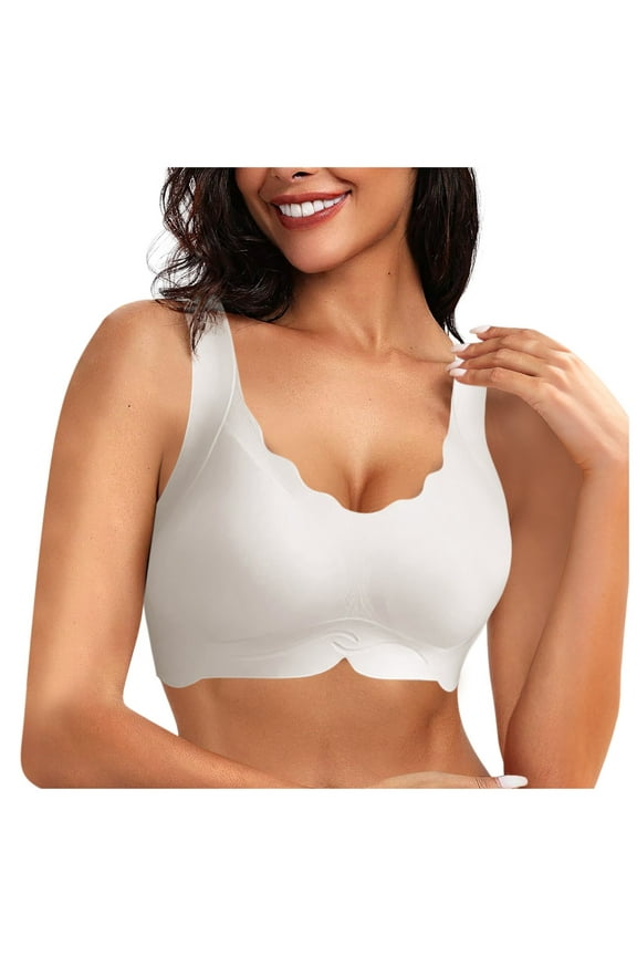 Wireless Bras For Women No Underwire Push Up Full Coverage Adjustable Straps Supportive Sports Bralettes Comfortable Soft T-Shirt Bra Beige XXL