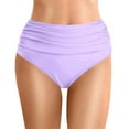 thumbnail image 1 of HOWPAY Women Bikini Bottoms High Waisted V Cut Basic Swim Briefs Full Coverage Printed Tummy Control Stretchy Beach Pool Bathing Suit Bottoms Light Purple XXL, 1 of 5