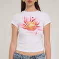 thumbnail image 1 of HOWPAY Women T Shirt Floral Print Vintage Boho Tee Tops Summer Loose Fit Short Sleeve Crew Neck T-Shirt Oversized Cozy Y2K Streetwear Hot Pink L, 1 of 7