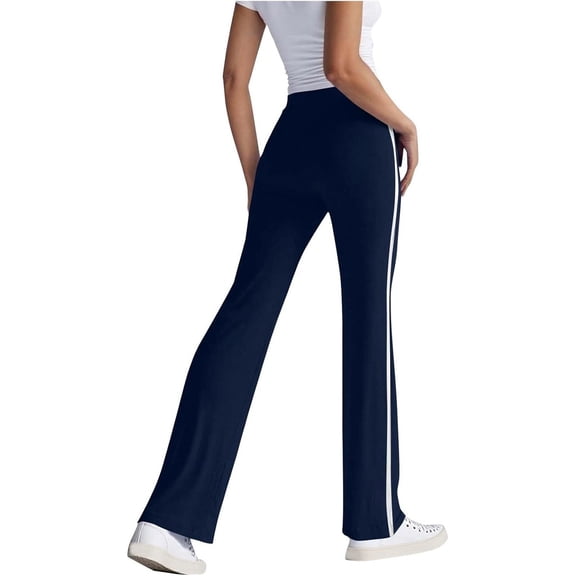 HOWPAY Women's Sweatpants High Elastic Waisted Wide Leg Solid Color Track Pants with Pockets Casual Loose Fit Workout Soft Lounge Pants Navy XXL