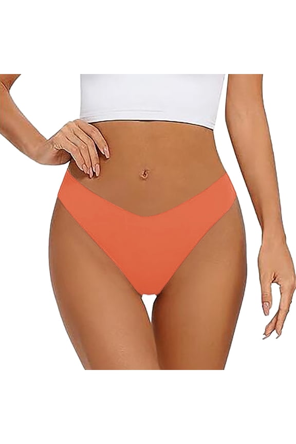 Women's Underwear Low Waist Breathable Stretch High Cut Hipster Briefs Solid Color Soft Lightweight No Show Cheeky Briefs Orange S