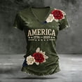 thumbnail image 1 of HOWPAY Womens 250 Anniversary USA Shirt Short Sleeve V Neck Vintage Patriotic Pullover 1776-2026 Commemorative Loose Fit Casual Tees Green S, 1 of 3