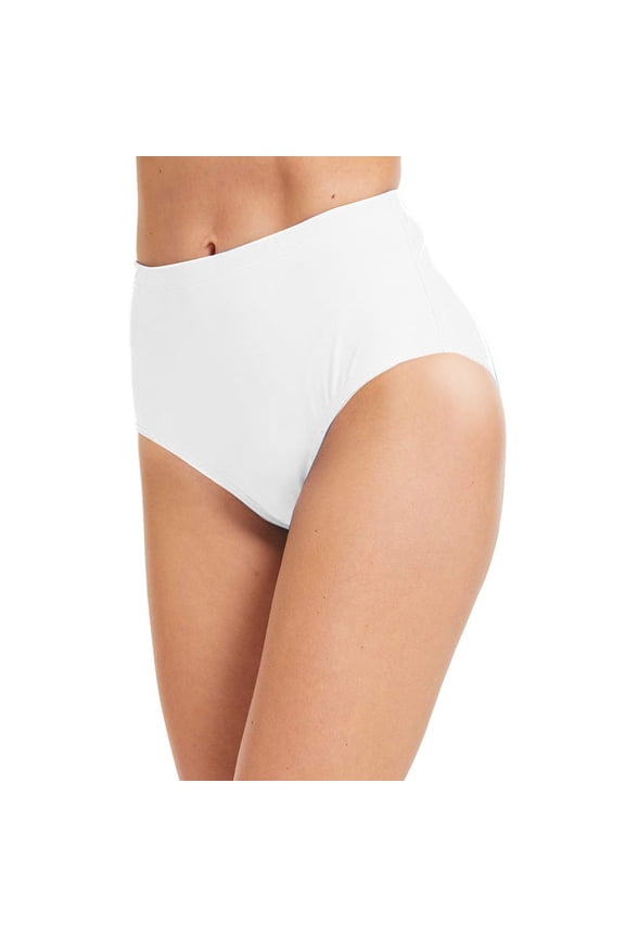 Womens Bikini Bottoms Full Coverage High Waisted V Cut Tummy Control Swim Briefs Solid Color Summer Beach Pool Swimwear White L