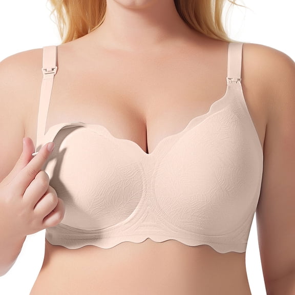 HOWPAY Womens Bras No Underwire Wireless Push up Full Coverage Deep V Soft Sports Bralettes Supportive Breathable Comfy Everyday T-Shirt Bras Light Pink S