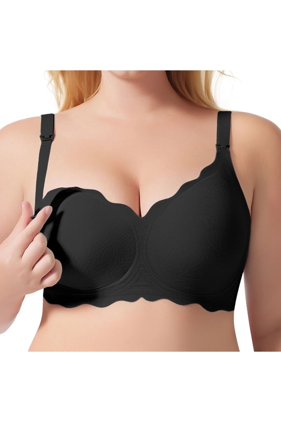 Womens Bras Wireless No Underwire Push up Full Coverage Deep V Soft Sports Bralettes Supportive Breathable Comfy Everyday T-Shirt Bras Black XXL