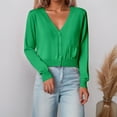 thumbnail image 1 of HOWPAY Womens Cardigan Sweaters Button up V Neck Long Sleeve Solid Color Casual Jacket Knit Cable Lightweight Soft Loose Y2K Fall Outfits Green XL, 1 of 5