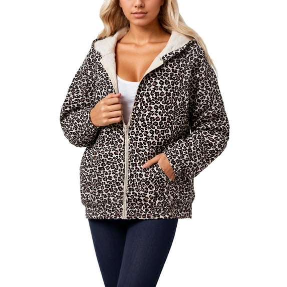 HOWPAY Womens Hoodies Full Zip up Leopard Printed Oversized Sweatshirts with Pockets Long Sleeve Casual Vintage Loose Fit Fall Hooded Jackets Black XXL
