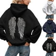 thumbnail image 1 of HOWPAY Womens Hoodies Sparkly Angel Wings Casual Pullover Long Sleeve Sweatshirt Kangaroo Pocket Drop Shoulder Vintage Loose Fit Sweater Black XXXL, 1 of 8