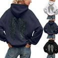 thumbnail image 1 of HOWPAY Womens Hoodies Sparkly Angel Wings Casual Pullover Long Sleeve Sweatshirt Kangaroo Pocket Drop Shoulder Vintage Loose Fit Sweater Navy XXL, 1 of 8