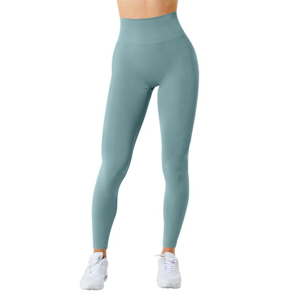 HOWPAY Womens Leggings High Waisted Elastic Lifting Tummy Control Workout Running Yoga Pants Solid Color Stretchy Slim Fit Leggings Soft Comfortable Baggy Sweat Pants Mint Green S