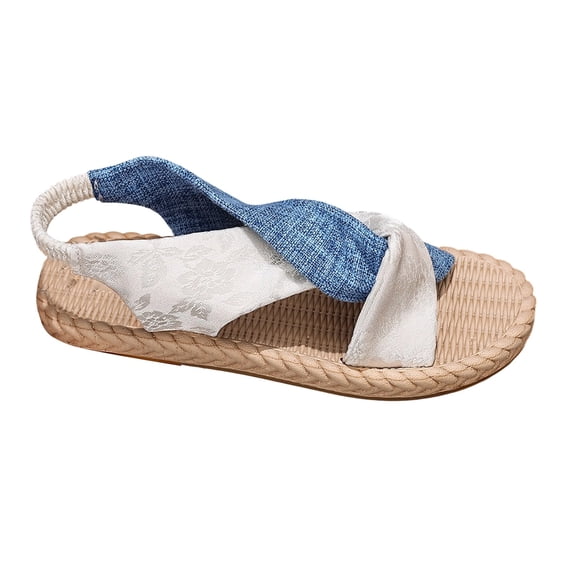 HOWPAY Womens Sandals Non- Open Toe Casual Flat Sandals on Lightweight Summer Outdoor Beach Adjustable Strap Slingback Shoes White 43