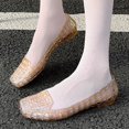 thumbnail image 1 of HOWPAY Womens Sandals on Hollow out Closed Toe Non- Transparent Jelly Shoes Casual Comfortable Summer Beach Ballet Flats Gold 40, 1 of 7