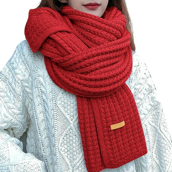 HOWPAY Womens Scarf Lightweight Solid Color Ribbed Knit Thick Long Blanket Cold Weather Oversized Fall Winter Scarves Warm Soft Shawl Wraps