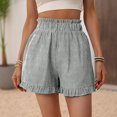 thumbnail image 1 of HOWPAY Womens Shorts Baggy Striped Relaxed Fit High Waisted Elastic Pull on Wide Leg Pants Casual Summer Athletic Sports Lounge Shorts Black L, 1 of 6