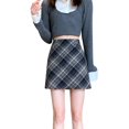 thumbnail image 1 of HOWPAY Womens Skirts Plaid Elastic High Waisted Casual Basic Mini Skirt Bodycon Pencil a Line Dresses Slim Fit Lightweight Fall Winter Y2k Outfit Dark Gray M, 1 of 3